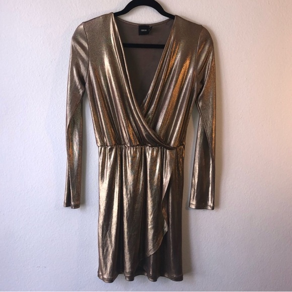 gold lame wrap dress